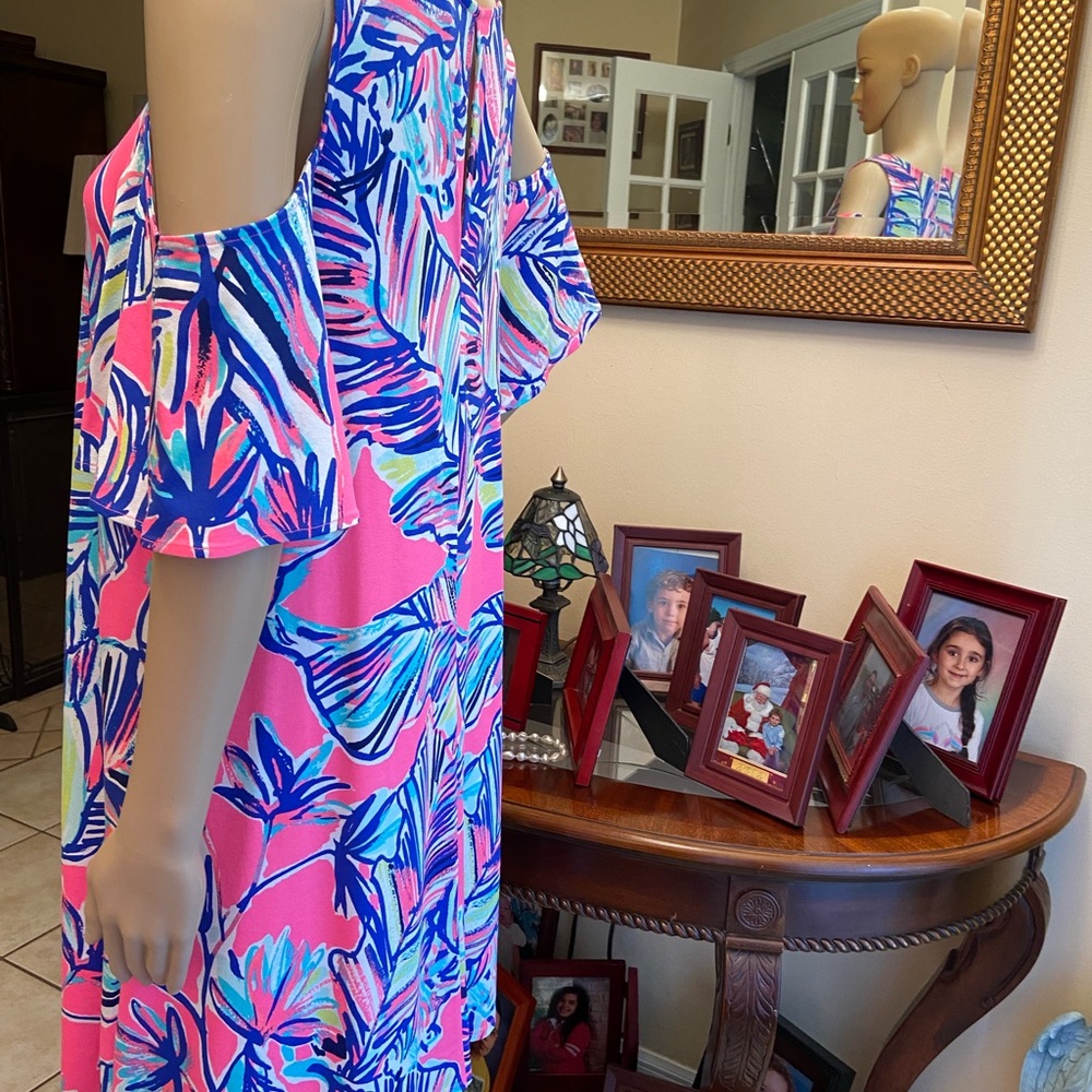 Lily Pulitzer Somerset Dress in Tiki Cabana Craze with cold shoulder size Medium - Picture 5 of 12